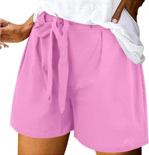 Bermuda Shorts for Women Cotton Linen Casual 2025 Wide Leg Loose Drawstring Elastic Waisted Summer Beach Outfits