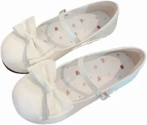 BEROBELLO Women's Lolita Shoes Cute Mary Jane Flats Bowknot Round Toe Party Dress Shoes