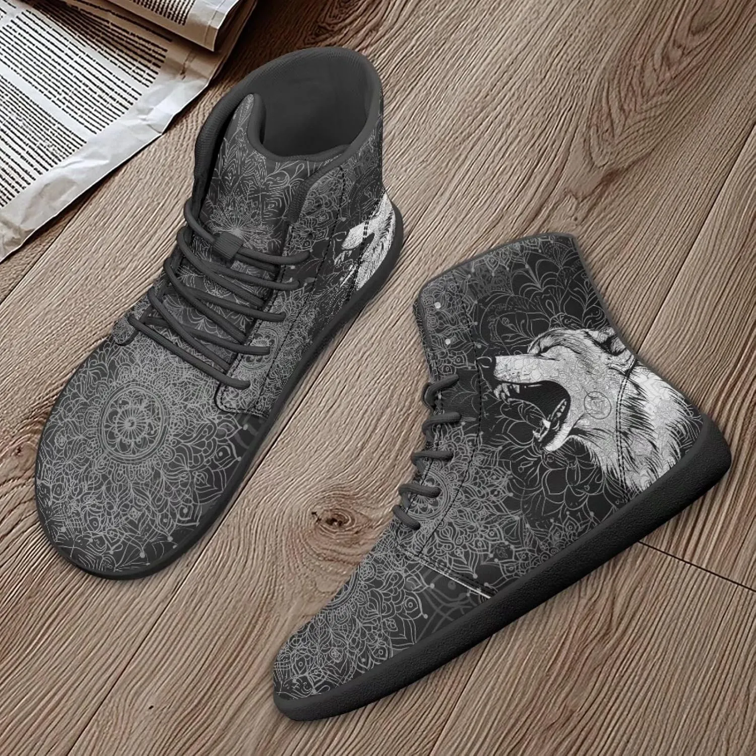 Binienty Wide Box Barefoot Shoes Men Women Wolf High Top Minimalist Ankle Boots Anti Skid Zero Drop Sole