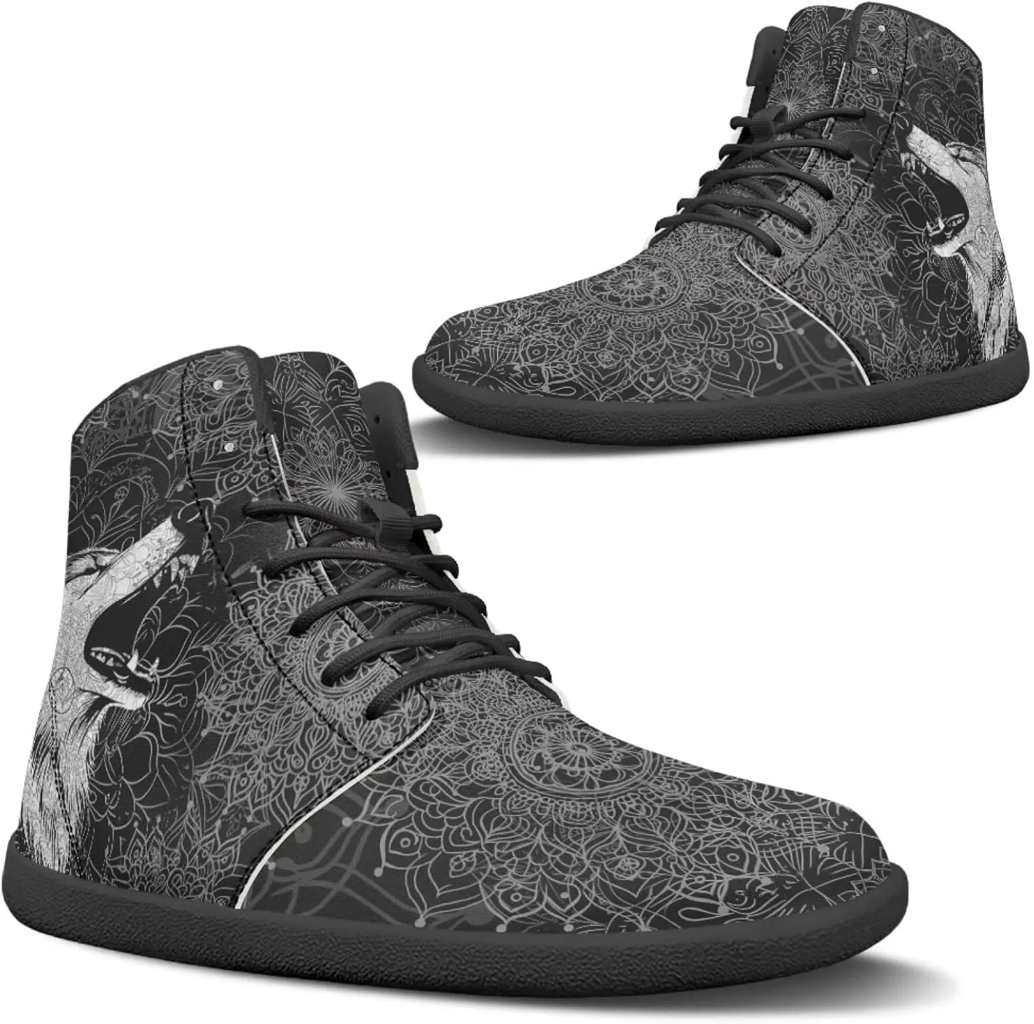 Binienty Wide Box Barefoot Shoes Men Women Wolf High Top Minimalist Ankle Boots Anti Skid Zero Drop Sole