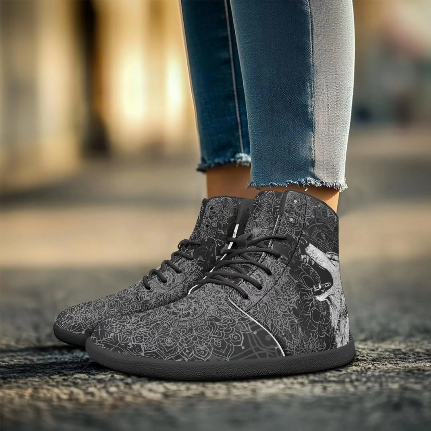 Binienty Wide Box Barefoot Shoes Men Women Wolf High Top Minimalist Ankle Boots Anti Skid Zero Drop Sole