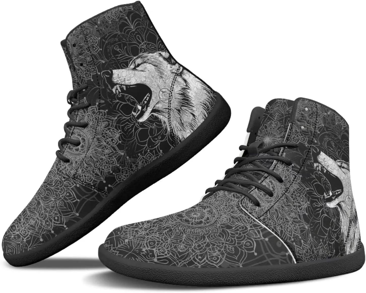 Binienty Wide Box Barefoot Shoes Men Women Wolf High Top Minimalist Ankle Boots Anti Skid Zero Drop Sole