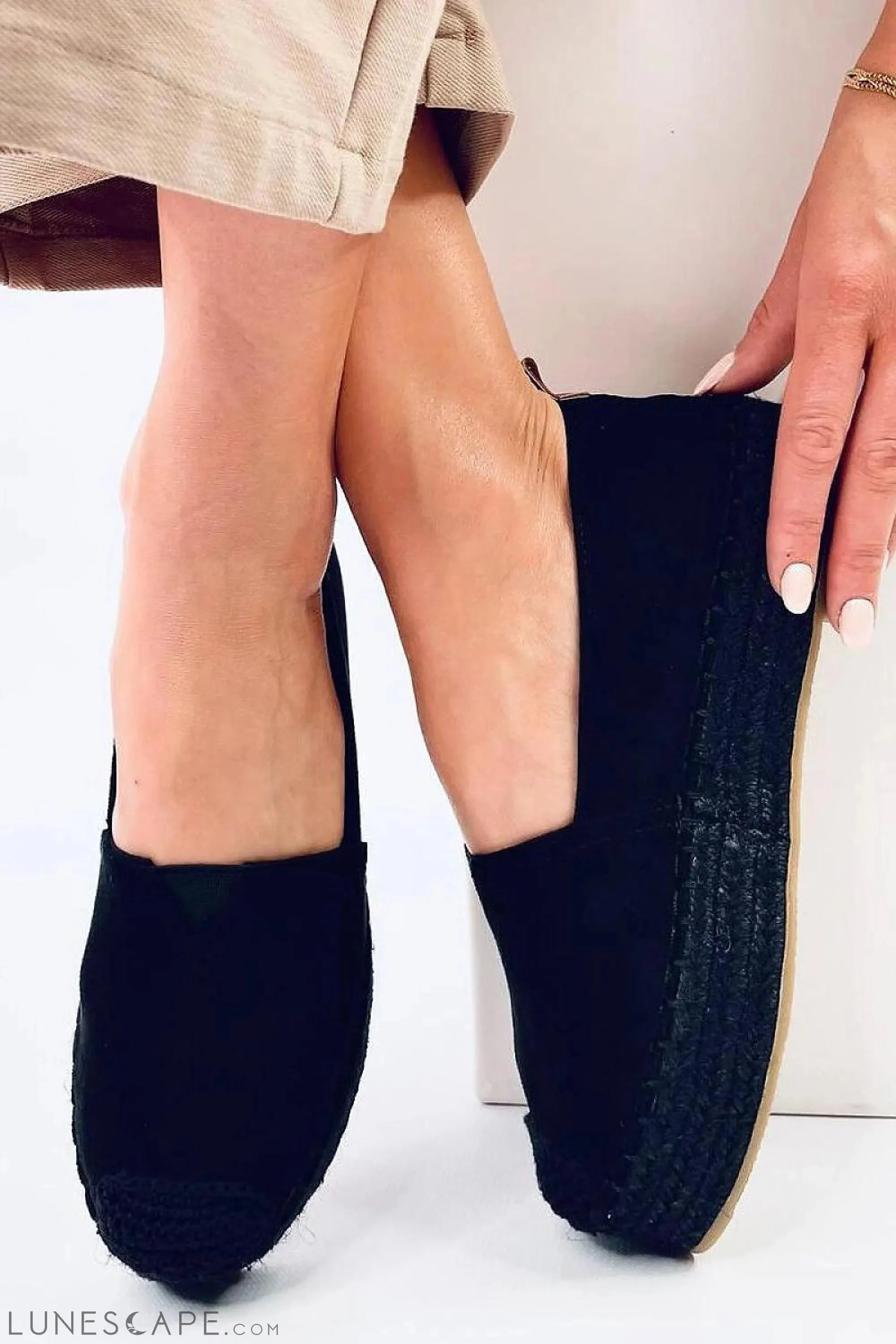 Black Suede Flatform Epadrilles for Women