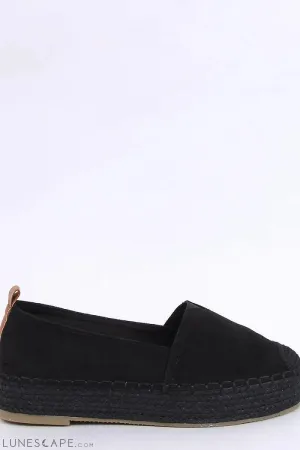 Black Suede Flatform Epadrilles for Women