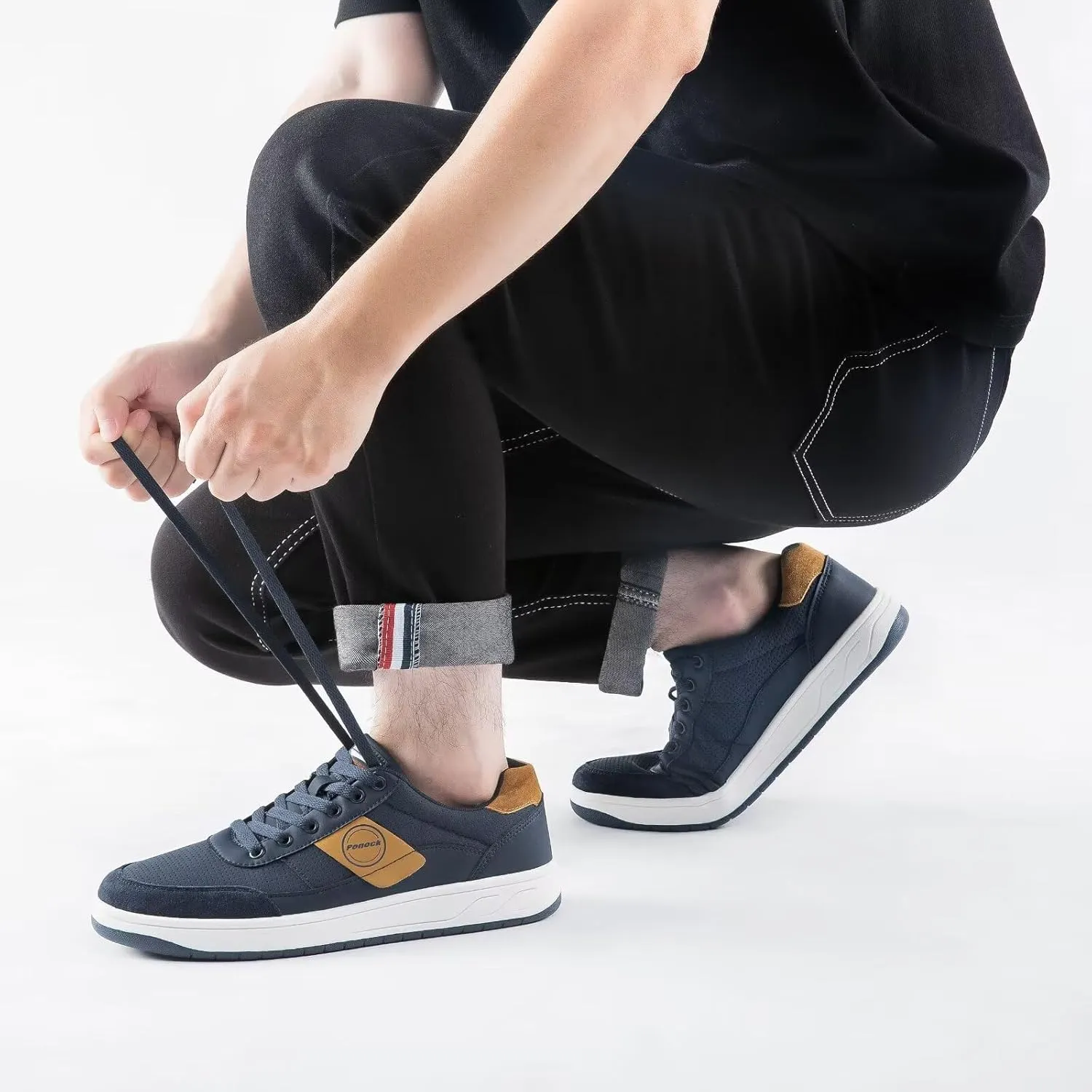 BNR Mens Fashion Sneakers Skate Shoes Casual Comfortable Durable Black Navy Brown
