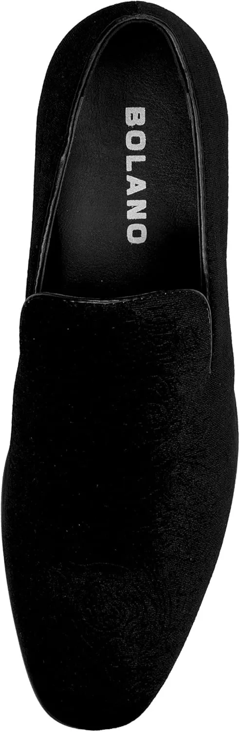 Bolano Men's Paisley Embossed Velvet Dress Shoes, Comfortable and Easy Slip-On Design, Style Jay