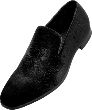 Bolano Men's Paisley Embossed Velvet Dress Shoes, Comfortable and Easy Slip-On Design, Style Jay