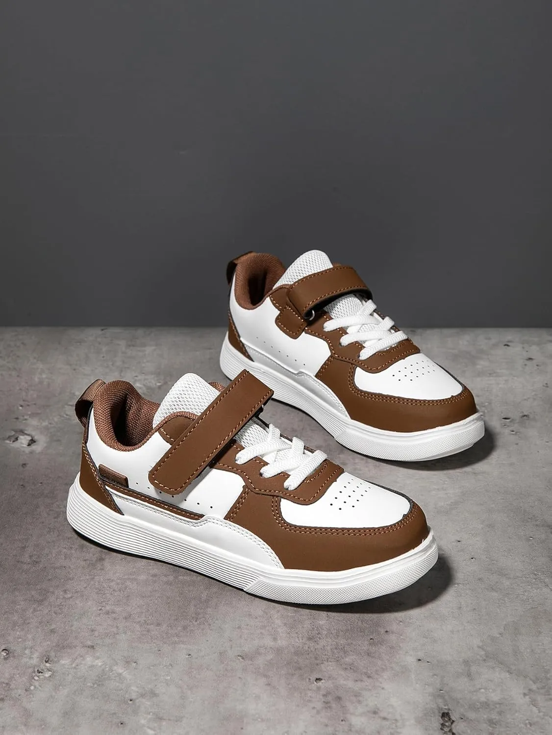 Boys and Girls Board Shoes Adjustable Hook and Loop Classic Low Top Kids Sneakers