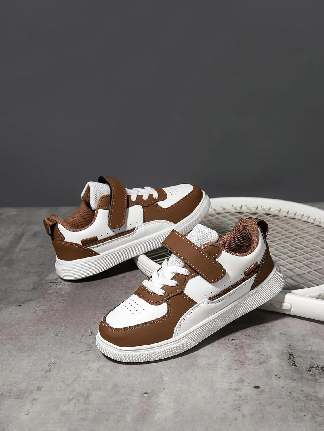 Boys and Girls Board Shoes Adjustable Hook and Loop Classic Low Top Kids Sneakers