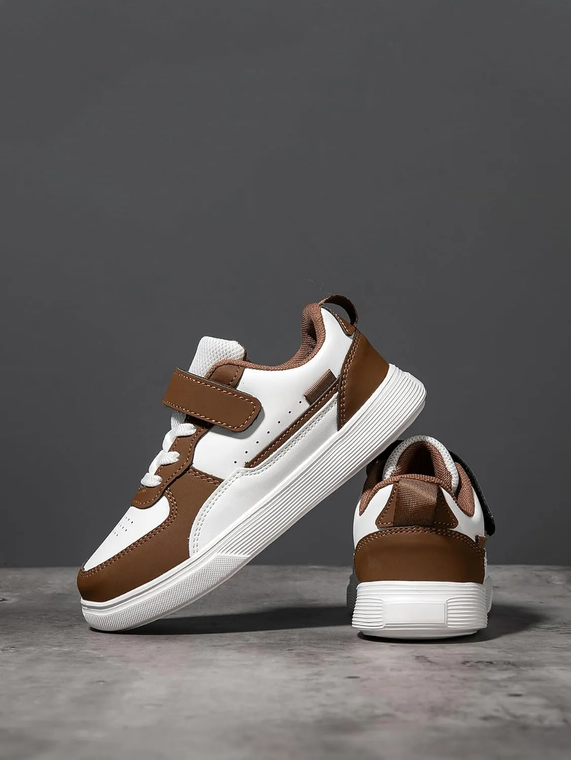 Boys and Girls Board Shoes Adjustable Hook and Loop Classic Low Top Kids Sneakers
