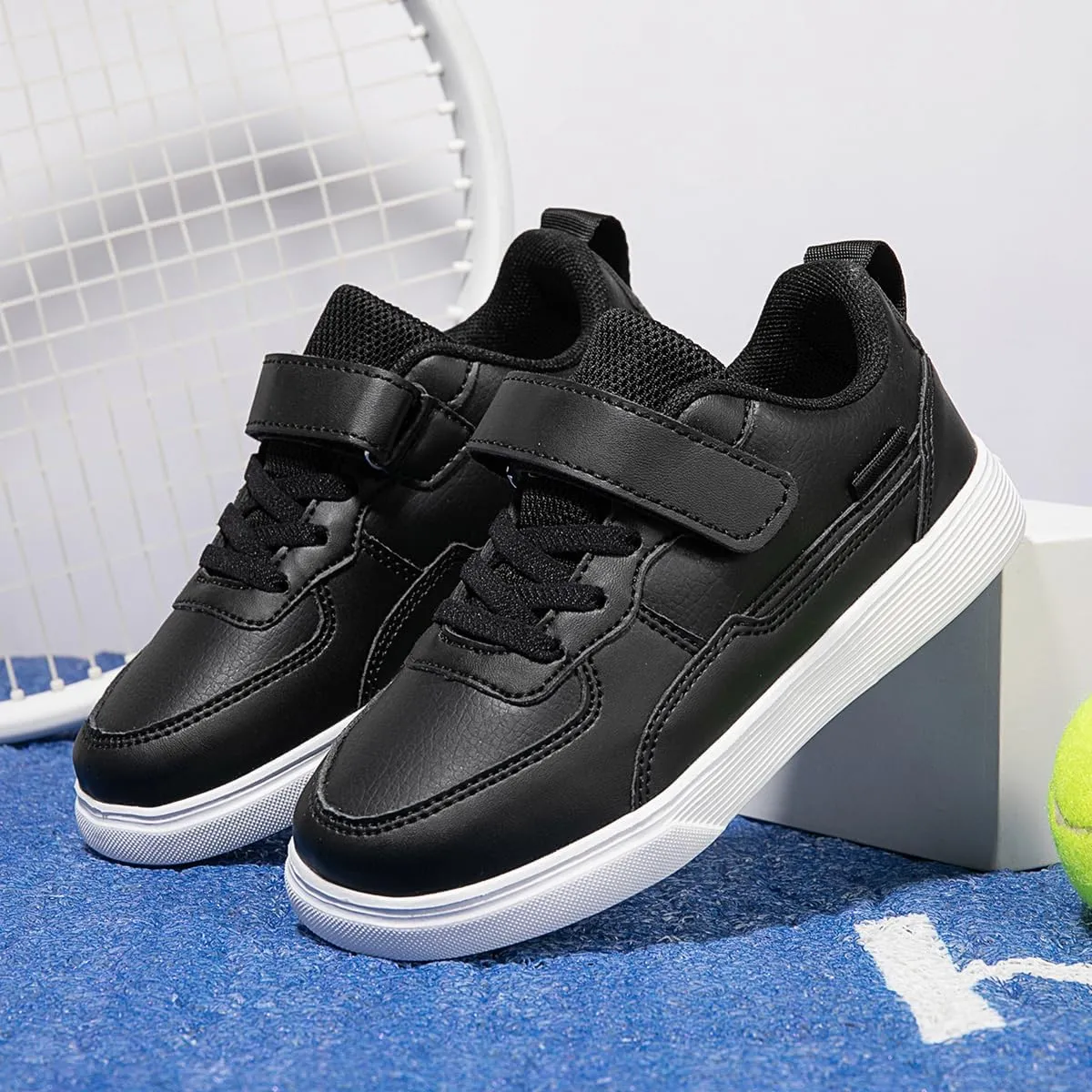 Boys and Girls Board Shoes Adjustable Hook and Loop Classic Low Top Kids Sneakers