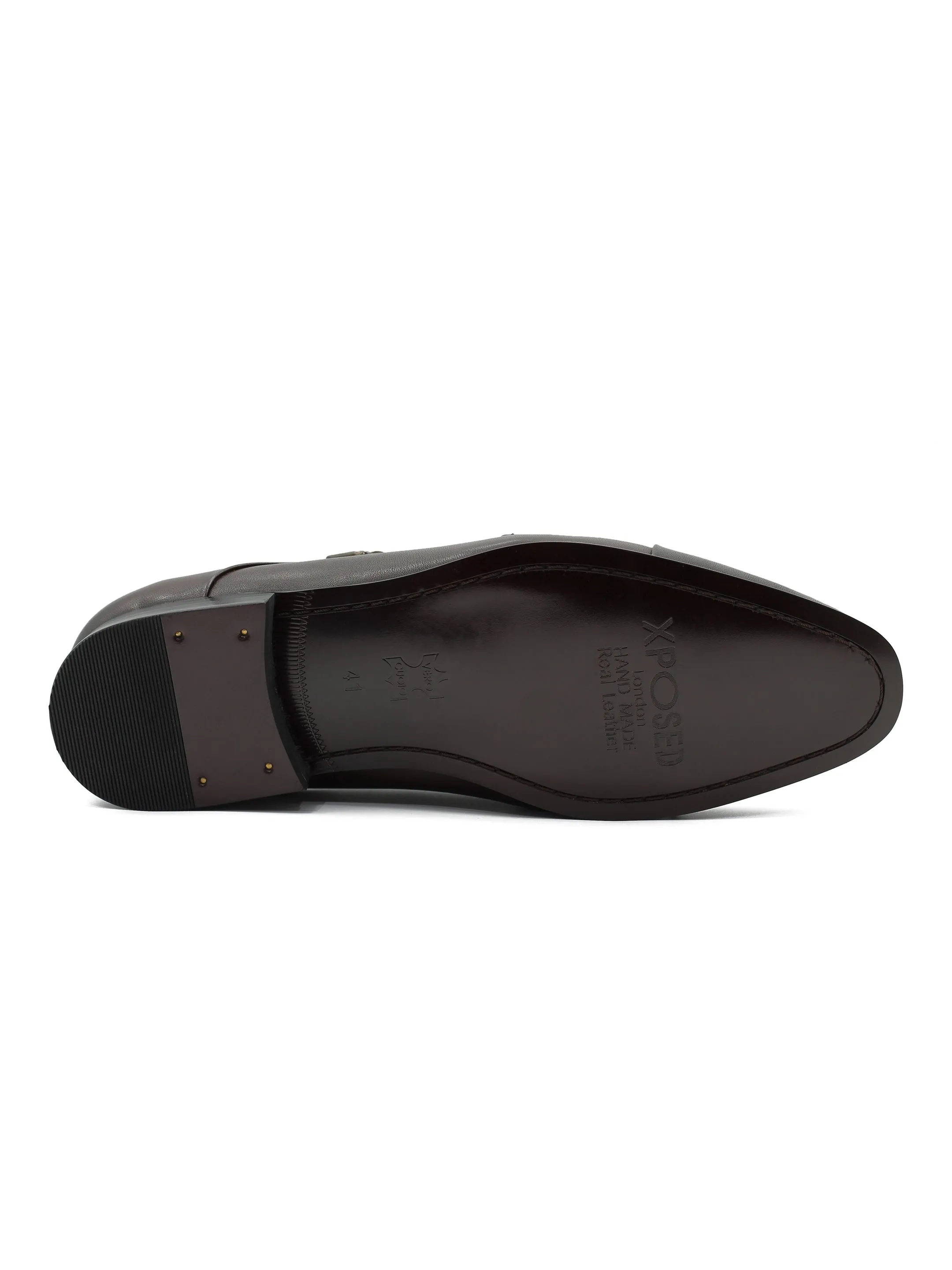 BROWN LEATHER DOUBLE MONK SHOES