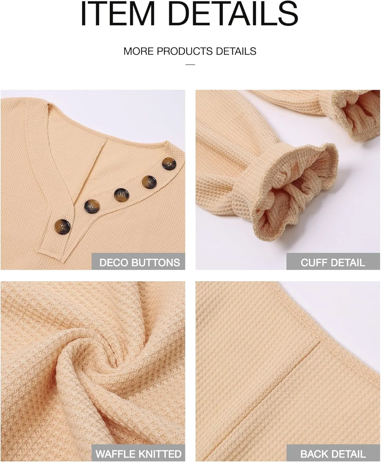 BTFBM Women Long Sleeve Shirts Spring Fall 2025 V Neck Loose Casual Blouse Deco Button Lightweight Waffle Knit Pullover