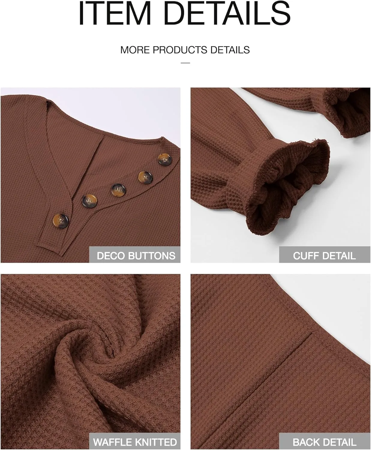 BTFBM Women Long Sleeve Shirts Spring Fall 2025 V Neck Loose Casual Blouse Deco Button Lightweight Waffle Knit Pullover