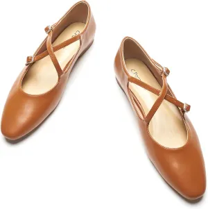 C. Paravano Women's Mary Jane Ballet Flats - Adjustable Buckle Strap,Soft Leather Almond Toe Flats for Work,Casual, Daily Wear, Wedding, Church, Office, and Travel and Driving-Stylish Women's Shoes