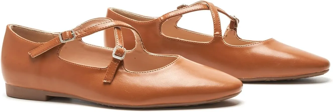 C. Paravano Women's Mary Jane Ballet Flats - Adjustable Buckle Strap,Soft Leather Almond Toe Flats for Work,Casual, Daily Wear, Wedding, Church, Office, and Travel and Driving-Stylish Women's Shoes