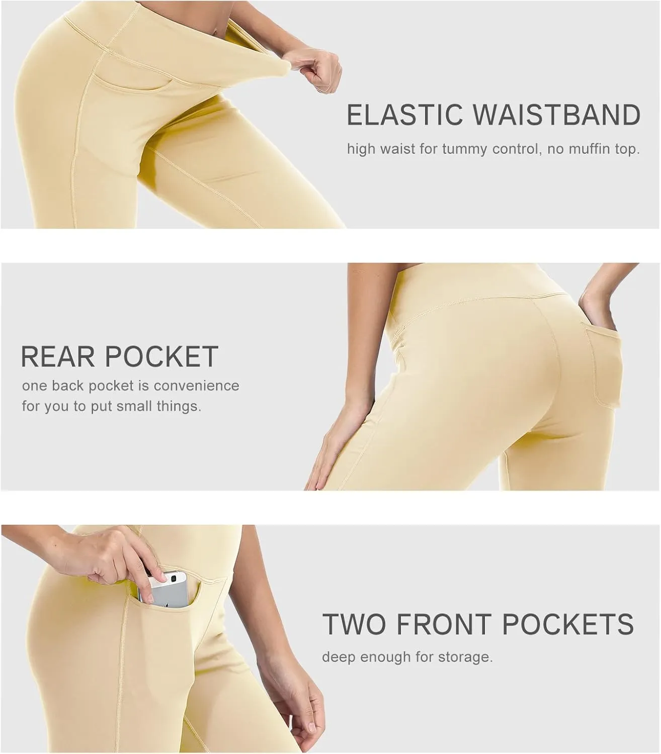 Cakulo Womens Capri Yoga Flare Pants Workout Athletic Active Summer Bootcut Capris Leggings Pockets