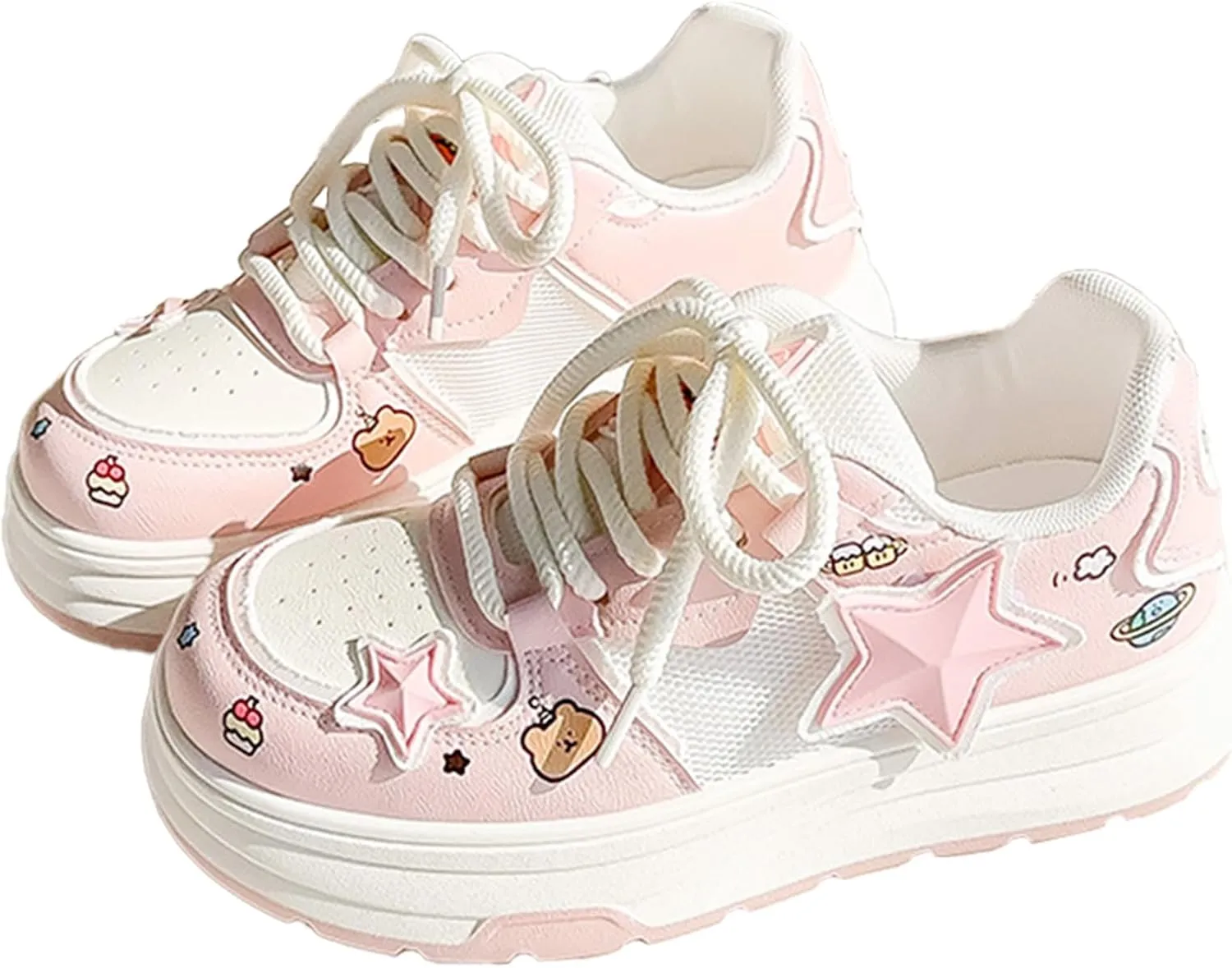 Chunky Platform Star Sneakers for Women Girl's Cute Skate Shoes Chic Y2k Casual Preppy Student Back School, Travel