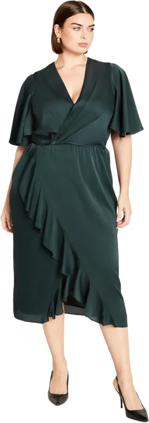 City Chic Women's Plus Size Soft Ruffle Dress