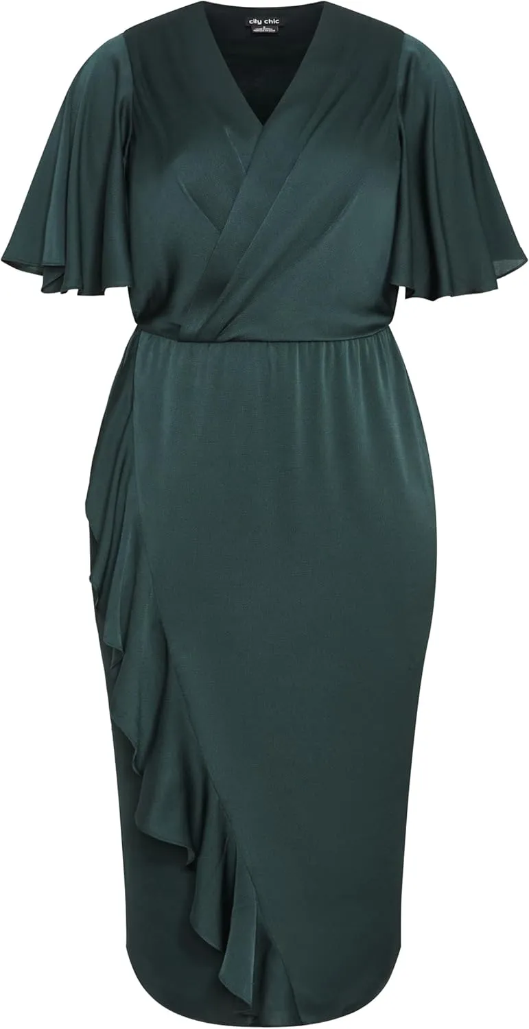 City Chic Women's Plus Size Soft Ruffle Dress