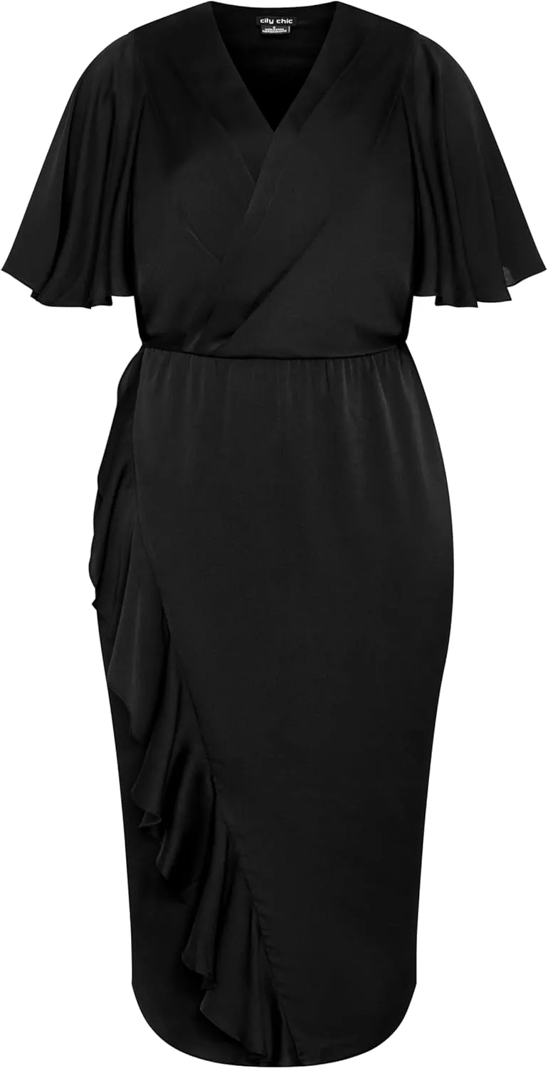City Chic Women's Plus Size Soft Ruffle Dress