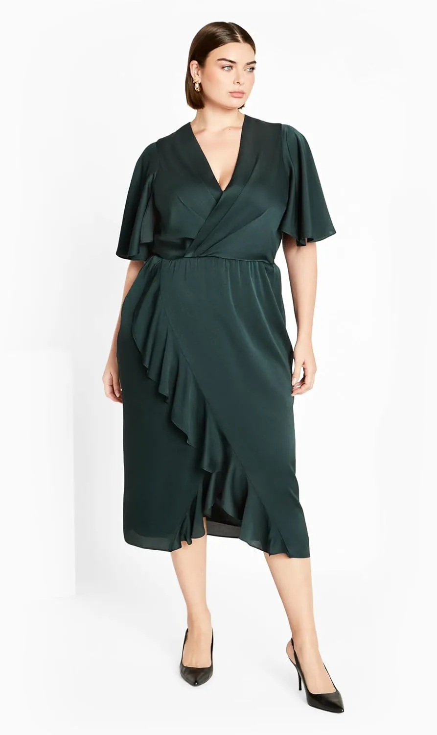 City Chic Women's Plus Size Soft Ruffle Dress