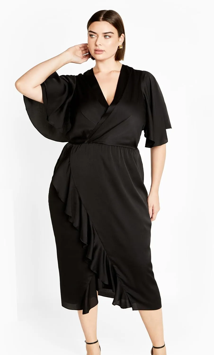 City Chic Women's Plus Size Soft Ruffle Dress