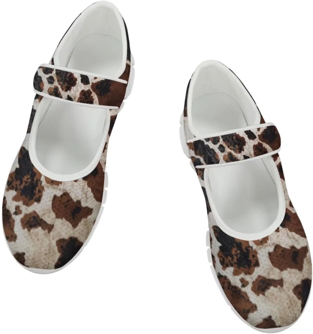 Coloranimal Mary Jane Shoes Women Casual Flats Walking Shoes Mary Jane Flats Women Lightweight Slip On Shoes Buckle Strap Round Toe Shoes