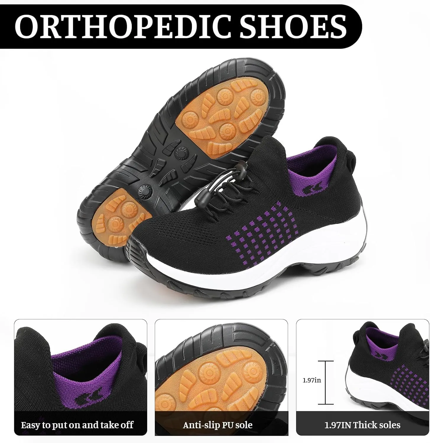 Comfort Wear Orthowear Shoes for Women Men, Unisex Orthopedic Shoes for Women Breathable Comfortable Plantar Fasciitis Ortho Sneakers Running Walking Non Slip Stretch Cushion Comfortwear Shoe