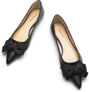 C.Paravano Pointy Bow Flats Women's Flats Comfortable Stylish Slip-On Shoes for Casual and Office