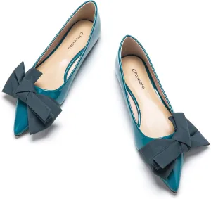 C.Paravano Pointy Bow Flats Women's Flats Comfortable Stylish Slip-On Shoes for Casual and Office