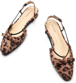 C.Paravano Women's Slingback Flats, Stylish Almond Toe Sandals, Comfortable Flats with Adjustable Strap, Dressy, Office Wear, Daily Use