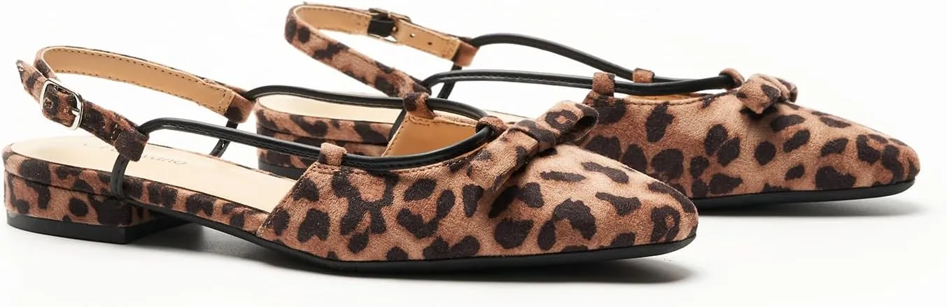 C.Paravano Women's Slingback Flats, Stylish Almond Toe Sandals, Comfortable Flats with Adjustable Strap, Dressy, Office Wear, Daily Use