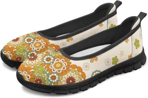 Creative Stylish Floral Print Ballet Flats for Women Slip On Mesh Breathable Casual Sneakers Fit Comfort Ballerina Loafers Daily Wear