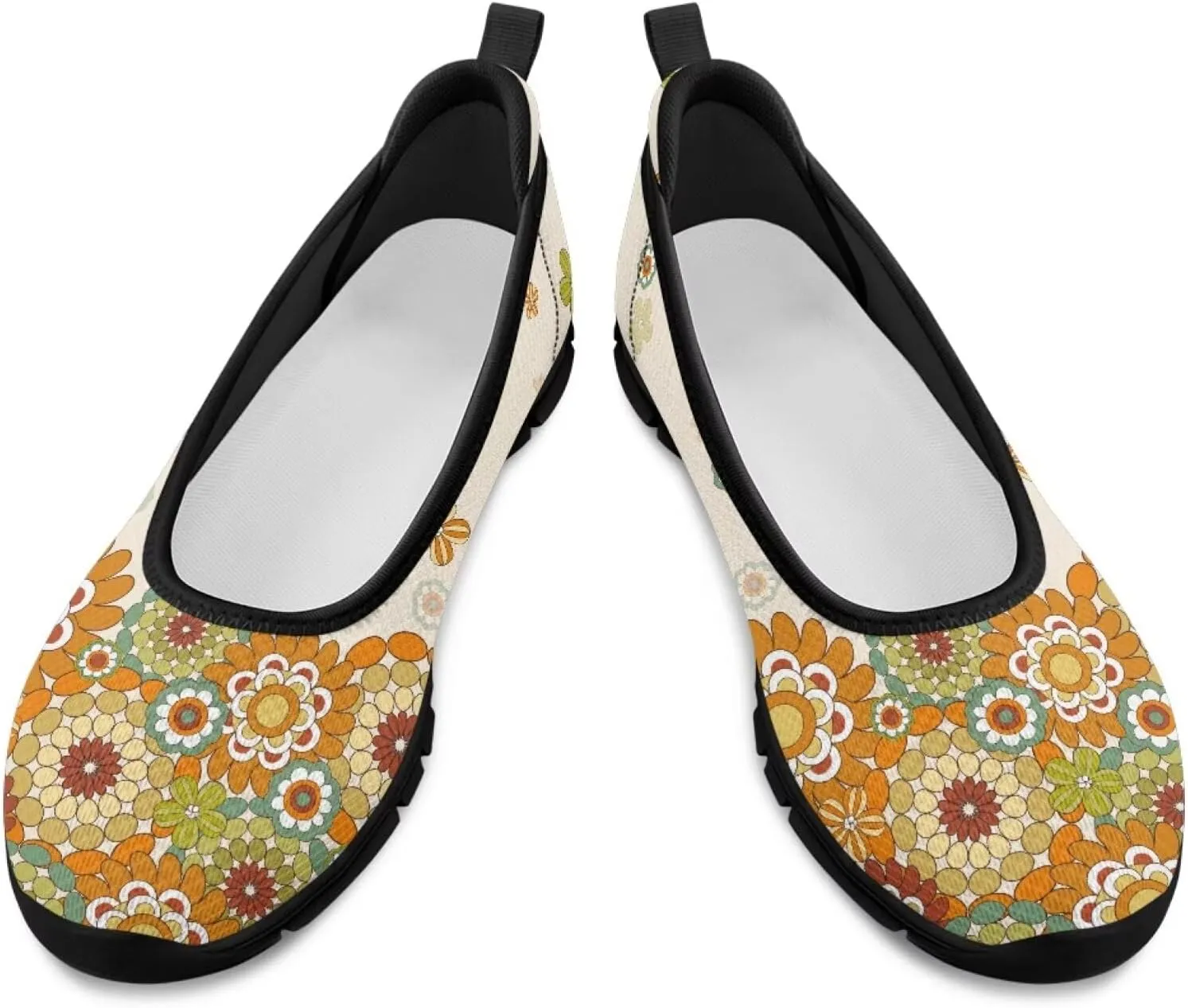 Creative Stylish Floral Print Ballet Flats for Women Slip On Mesh Breathable Casual Sneakers Fit Comfort Ballerina Loafers Daily Wear