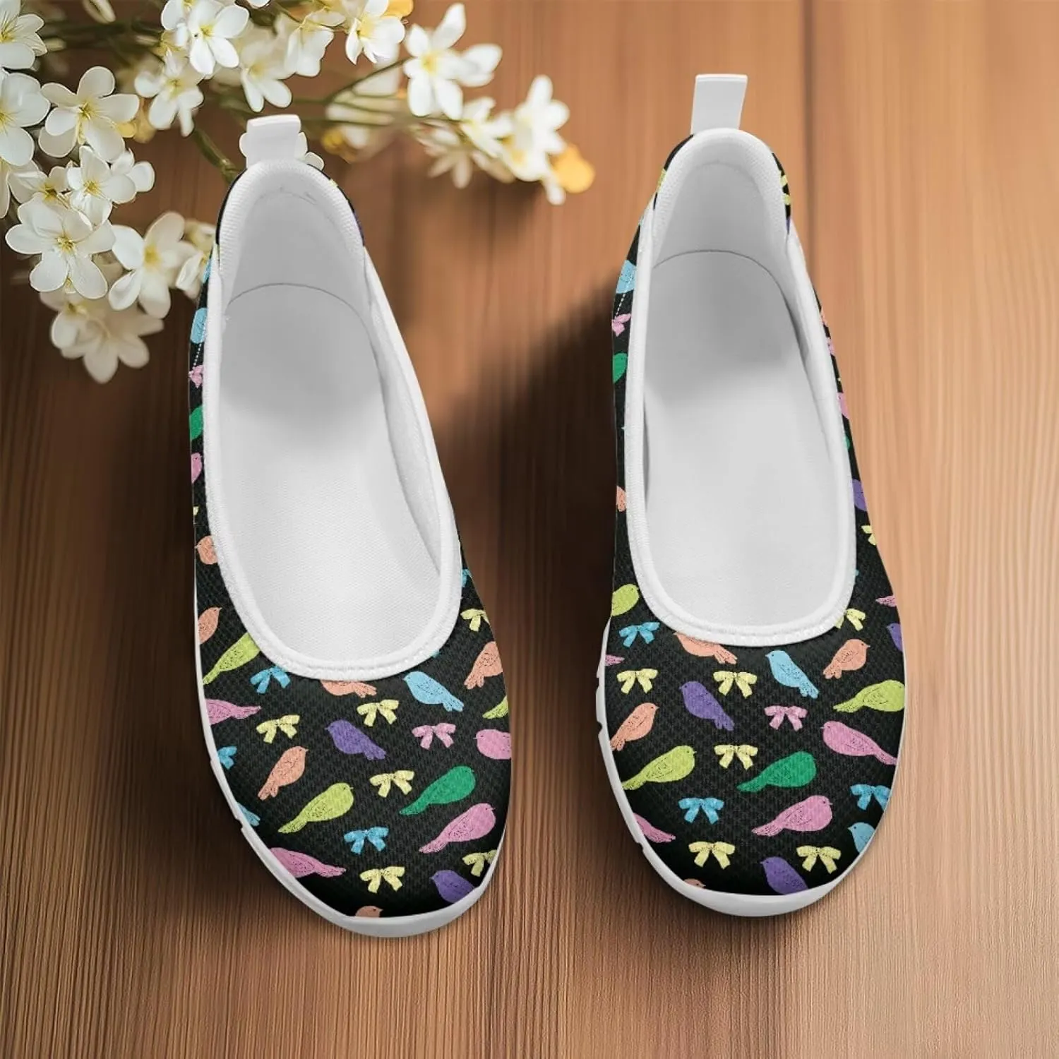 Creative Various Bird Prints Walking Shoes Women Dressy Slip On Ballet Flats Shoes Stylish Fit Comfort Casual Sneakers Daily Wear
