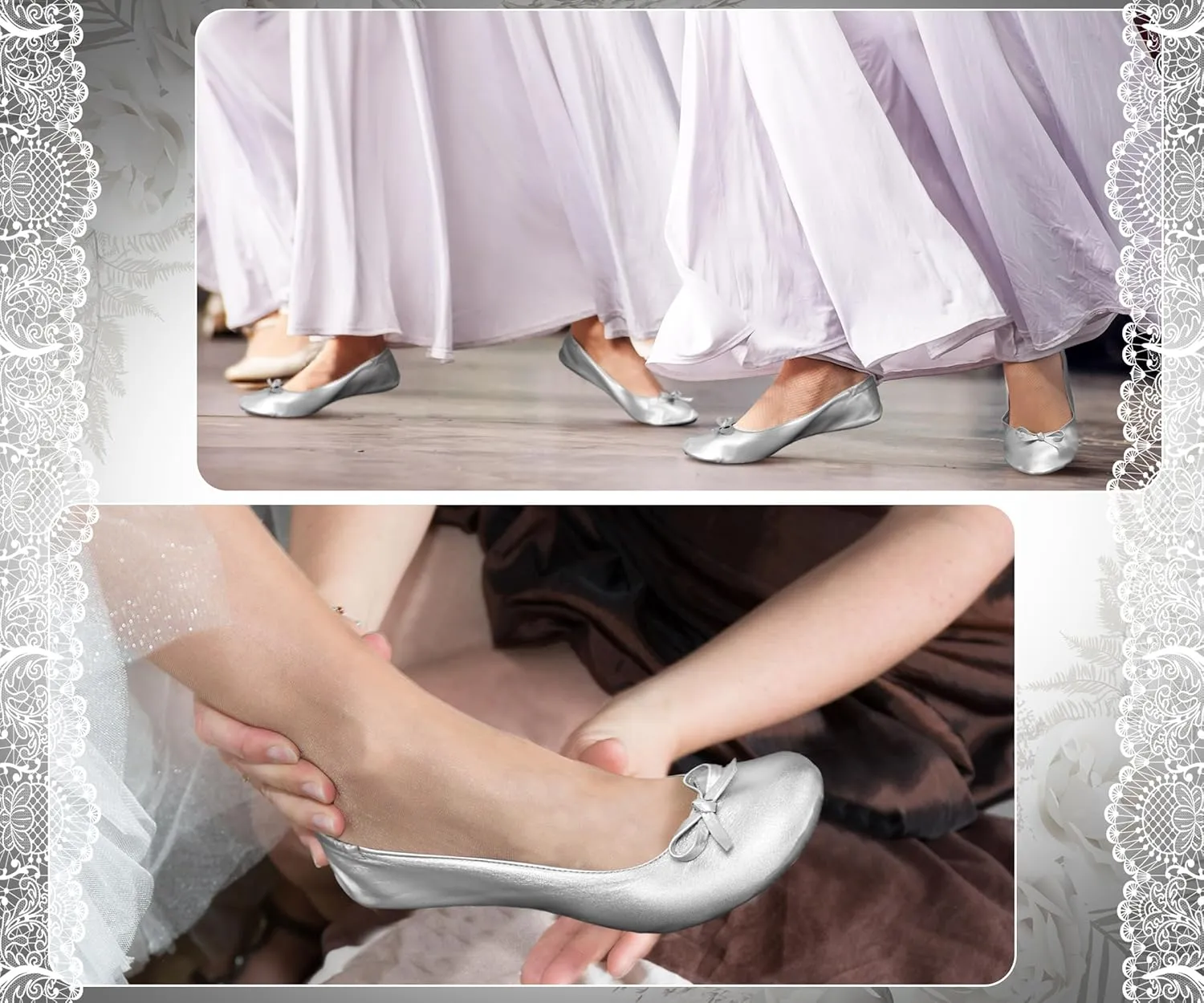 Cuffbow 12 Pairs Wedding Foldable Flats Dancing Shoes Rollable Ballet Flats Bulk Party Wedding Slippers Bridesmaids Guests