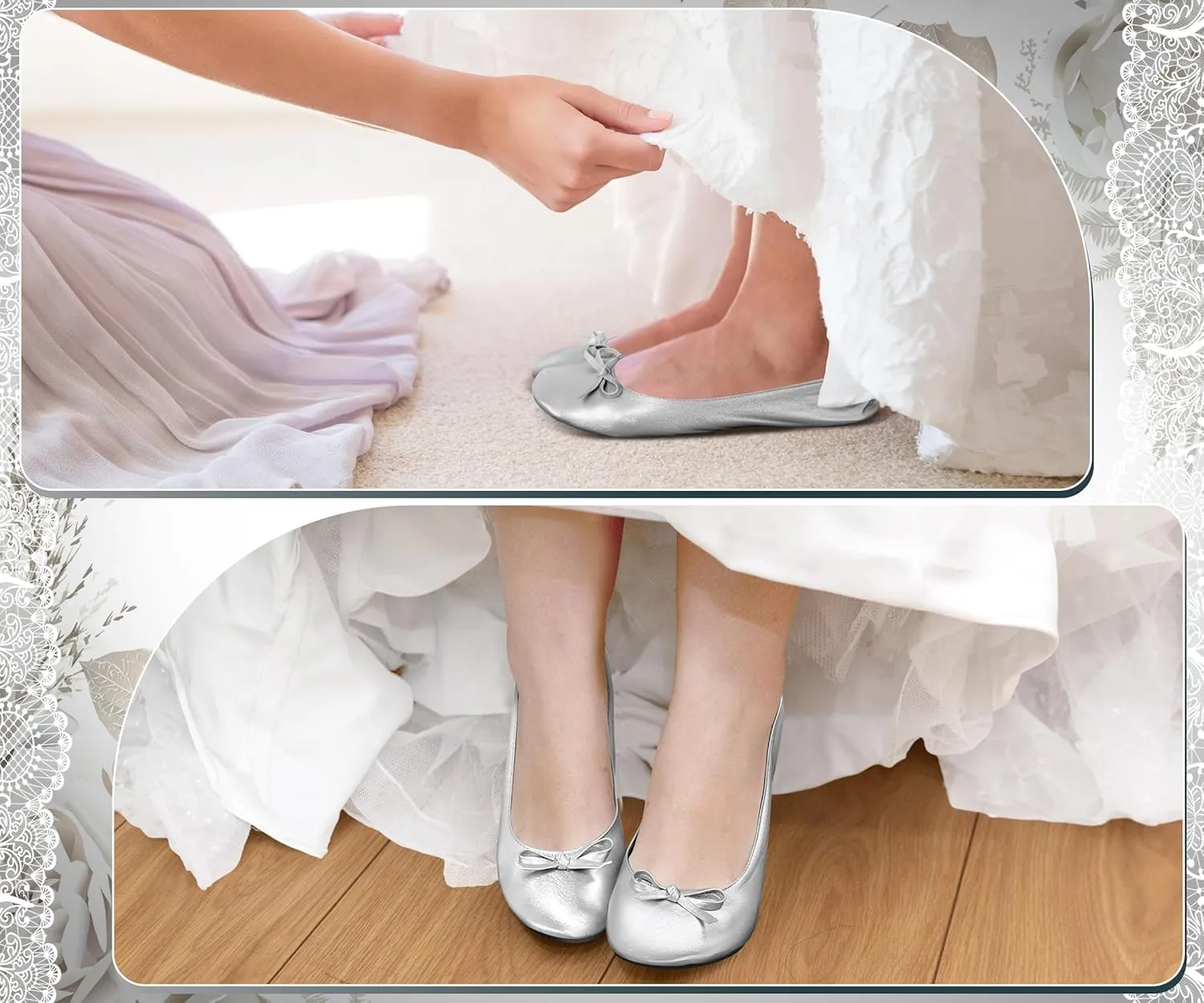 Cuffbow 12 Pairs Wedding Foldable Flats Dancing Shoes Rollable Ballet Flats Bulk Party Wedding Slippers Bridesmaids Guests