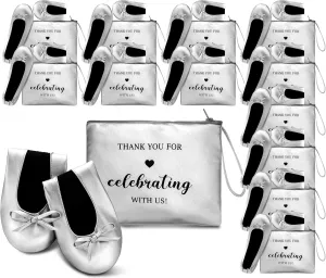 Cuffbow 12 Pairs Wedding Foldable Flats Dancing Shoes Rollable Ballet Flats Bulk Party Wedding Slippers Bridesmaids Guests