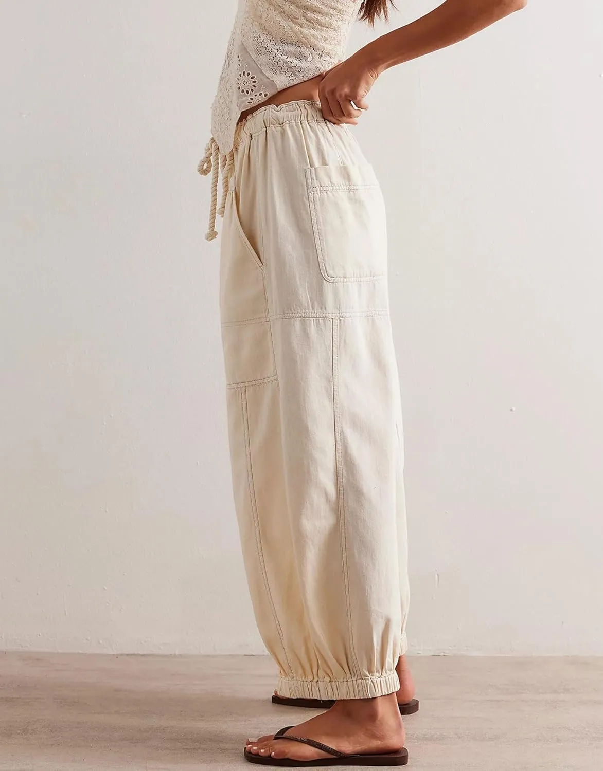 D-Sun Women Casual Loose Mid Rise Barrel Jeans Baggy Vintage Wide Leg Elastic Denim Pants Fashion Boyfriend Jeans