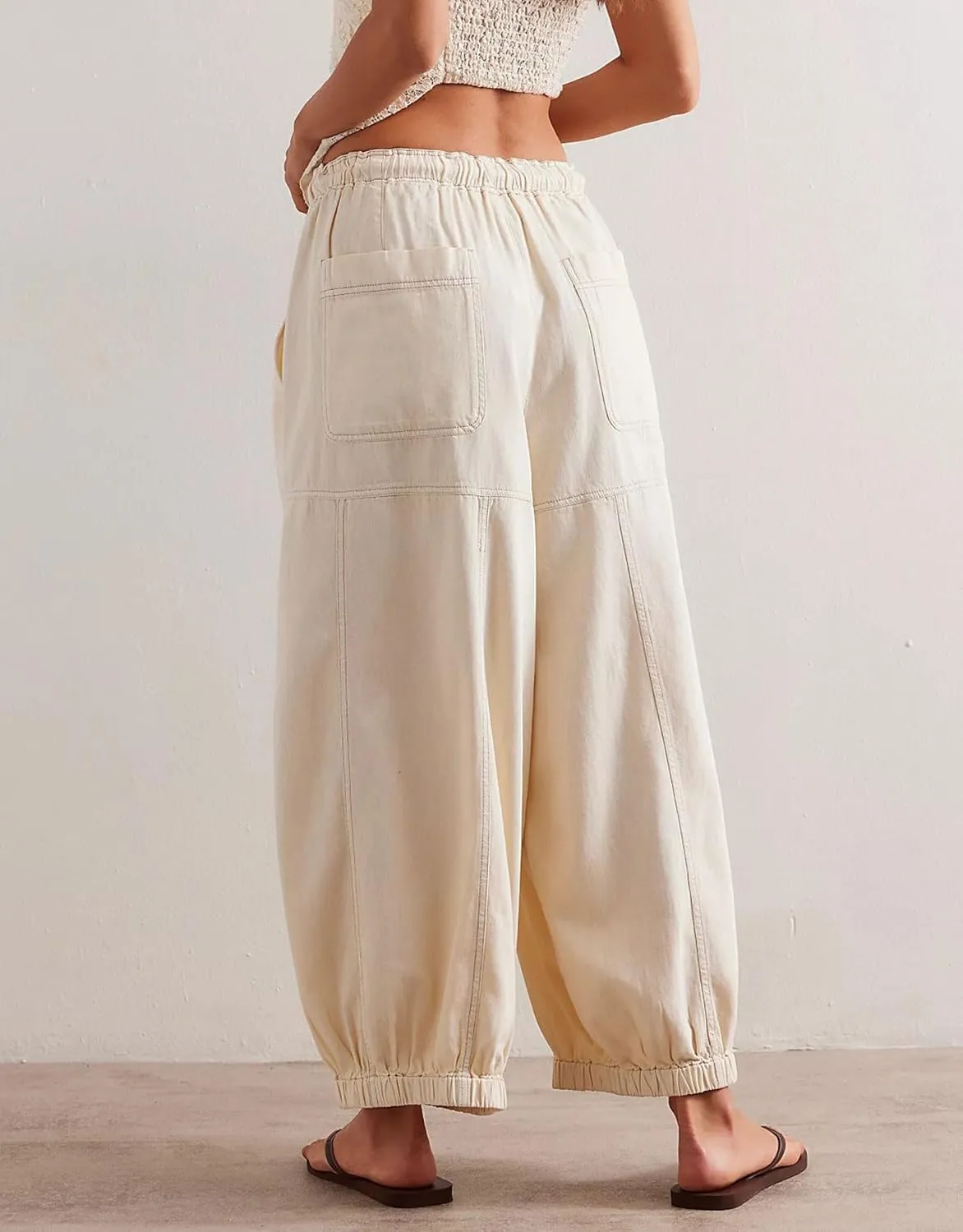 D-Sun Women Casual Loose Mid Rise Barrel Jeans Baggy Vintage Wide Leg Elastic Denim Pants Fashion Boyfriend Jeans