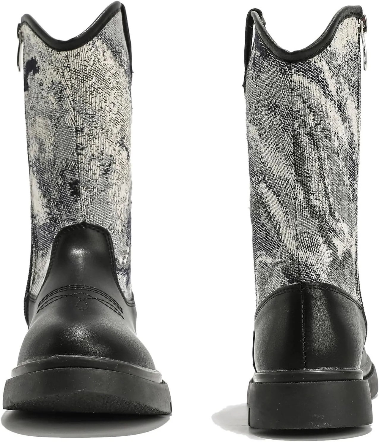 DADAWEN Boys Girls Cowboy Boots Bumps Embroidery Square Toe Mid Calf Western Cowgirl Boots Riding Shoes (Toddler Little Kid Big Kid)