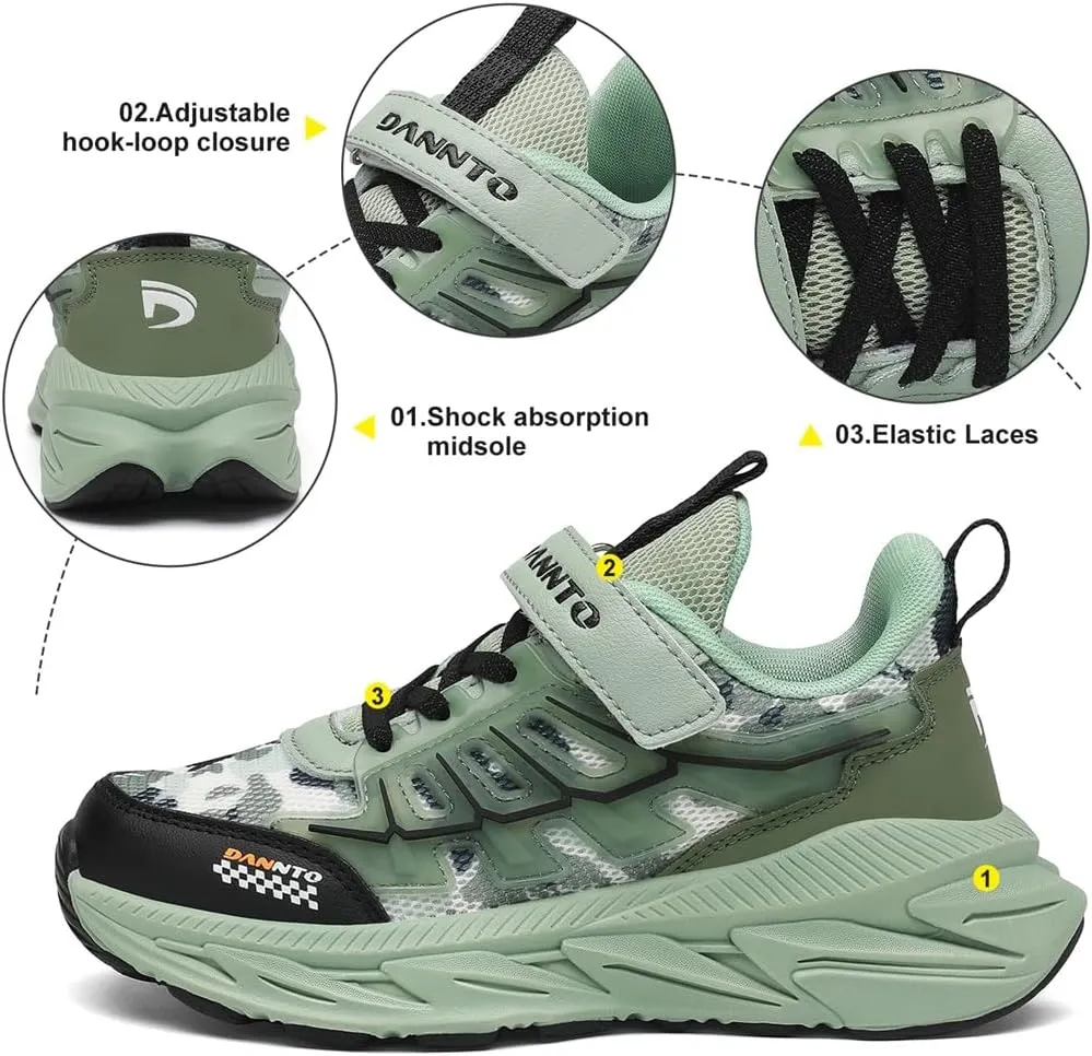 Dannto Kids Sneakers Boys Tennis Shoes Girls Running Breathable Sports Walking Athletic Shoes for Little Kid/Big Kid
