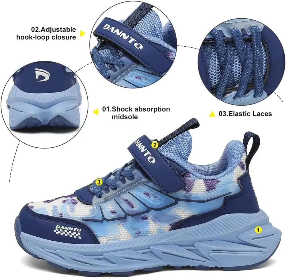 Dannto Kids Sneakers Boys Tennis Shoes Girls Running Breathable Sports Walking Athletic Shoes for Little Kid/Big Kid