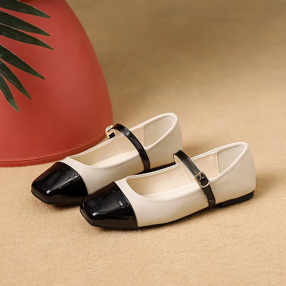 Dear Time Mary Jane Flats for Women Ballets Flats Strap Shoes Dressy Comfortable Square Toe Mary Jane Buckle Flats Shoes
