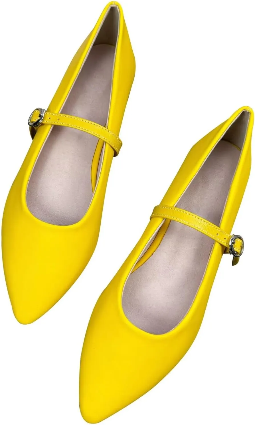 Dear Time Women's Pointed Toe Flats Mary Jane Shoes Adjustable Strap Ballets Vintage Office Work Comfortable Shoes