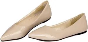 Dear Time Women's Pointy Toe Slip On Candy Color Comfortable Ballets Flats,PU Leather Brief Casual Wedding Flats for Party/Cosplay