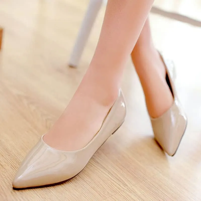 Dear Time Women's Pointy Toe Slip On Candy Color Comfortable Ballets Flats,PU Leather Brief Casual Wedding Flats for Party/Cosplay