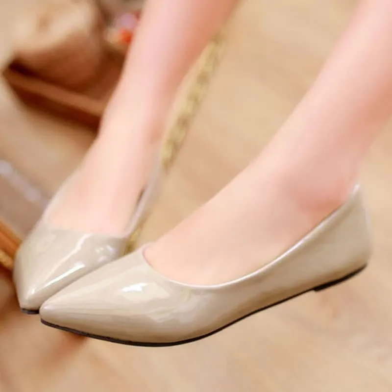 Dear Time Women's Pointy Toe Slip On Candy Color Comfortable Ballets Flats,PU Leather Brief Casual Wedding Flats for Party/Cosplay