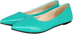 Dear Time Women's Pointy Toe Slip On Candy Color Comfortable Ballets Flats,PU Leather Brief Casual Wedding Flats for Party/Cosplay